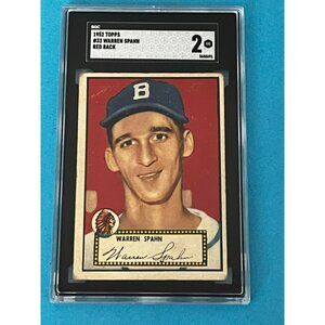 1952 Topps Warren Spahn #33 SGC 2 - Boston Braves HOF Fresh Graded